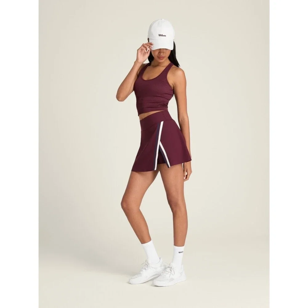 NWT Wilson Slice Skirt Size XS Port Royal Burgundy Classic Navy Lined Tennis